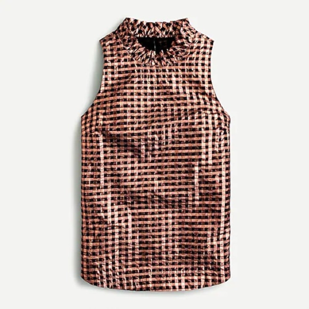 NWT JCrew Ruffle Neck Metallic Tank Small